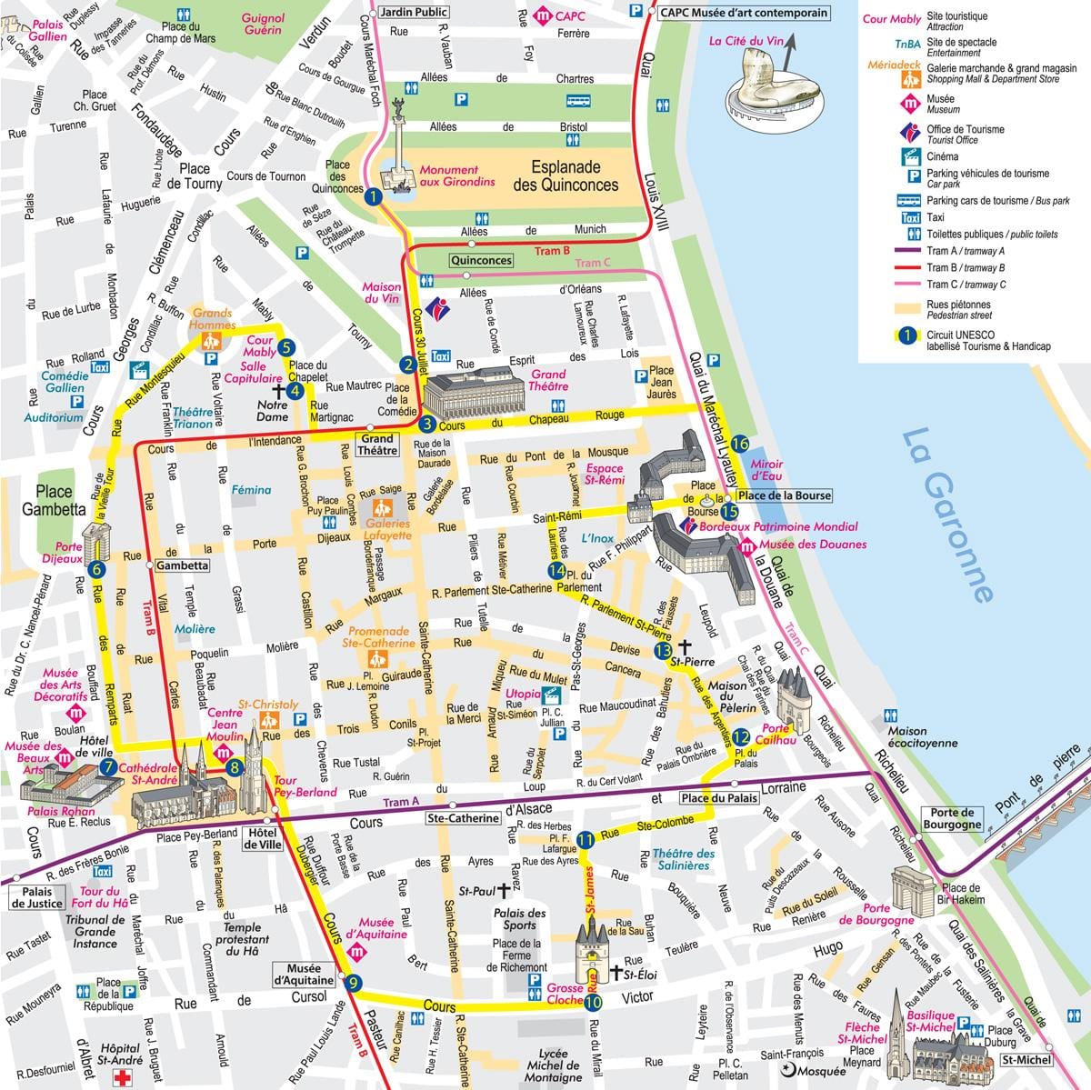 Bordo pilsētas centra karte